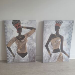 Elegant African Art Canvas Duo